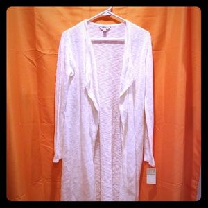 Duster white open cardigan